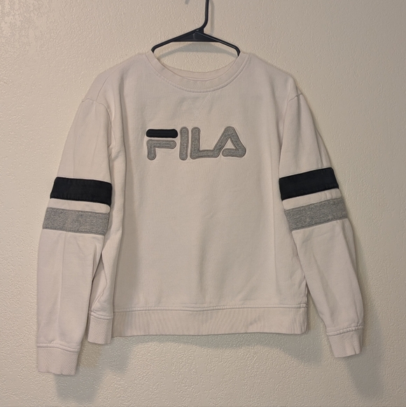 FILA White Crewneck Sweatshirt with Black and Gray Accents - Picture 3 of 8